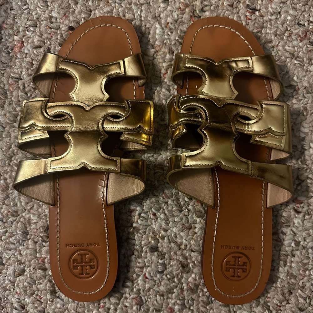 Tory Burch Interlocking T Logo Slides